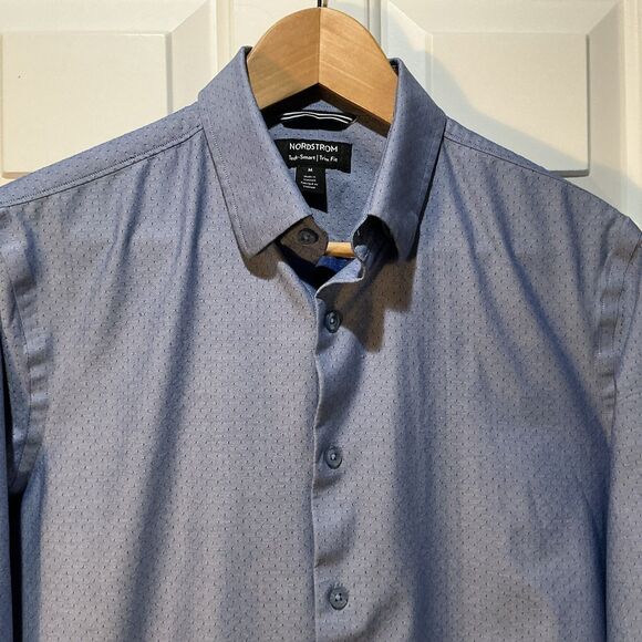 Nordstrom Tech Smart Trim Fit Shirt Long Sleeve Button Down Stretch Men’s Medium - Picture 1 of 8